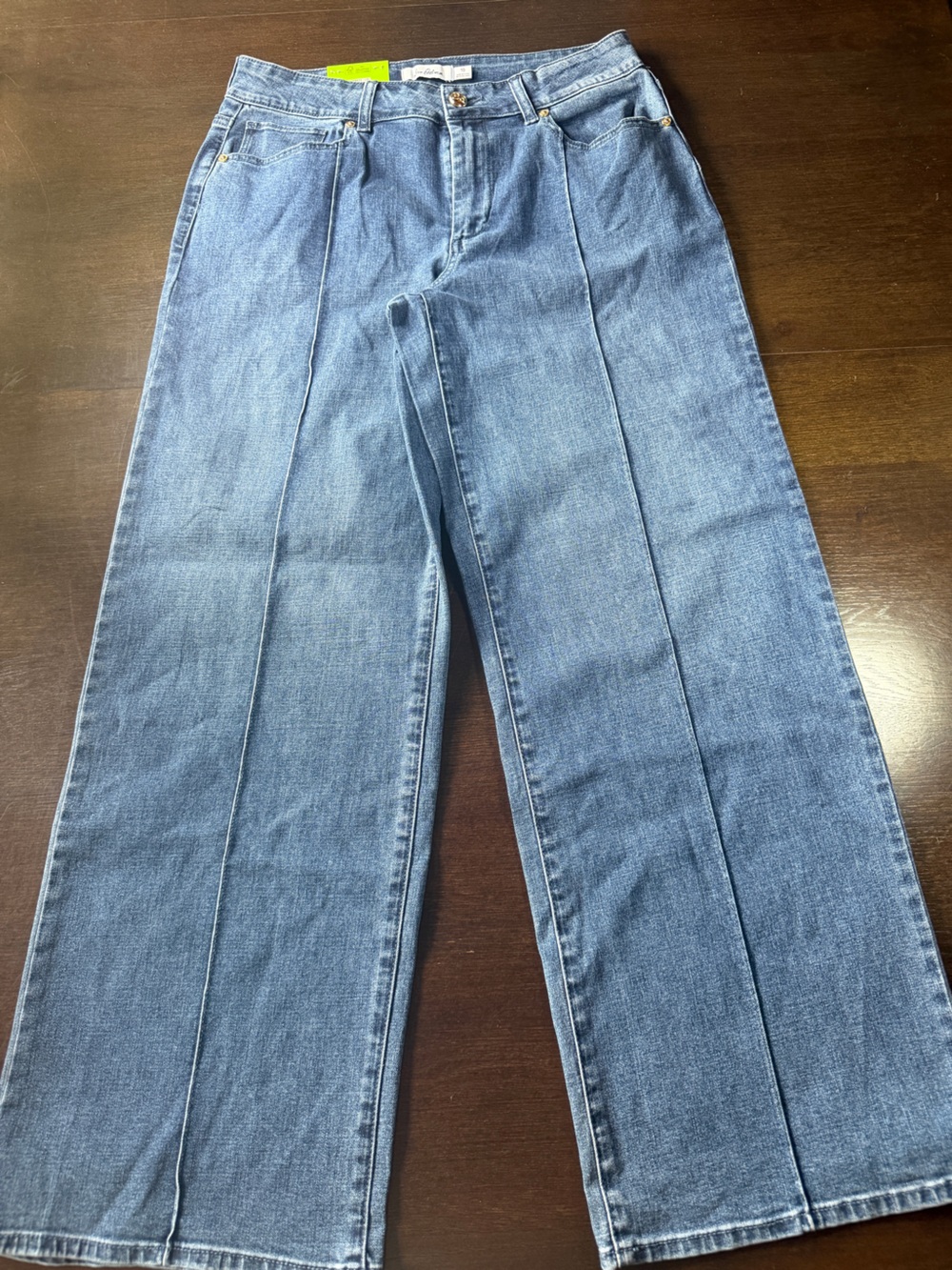 NWT Sam Edelman Pintuck Wide Leg Jeans 10 Medium Wash High Rise